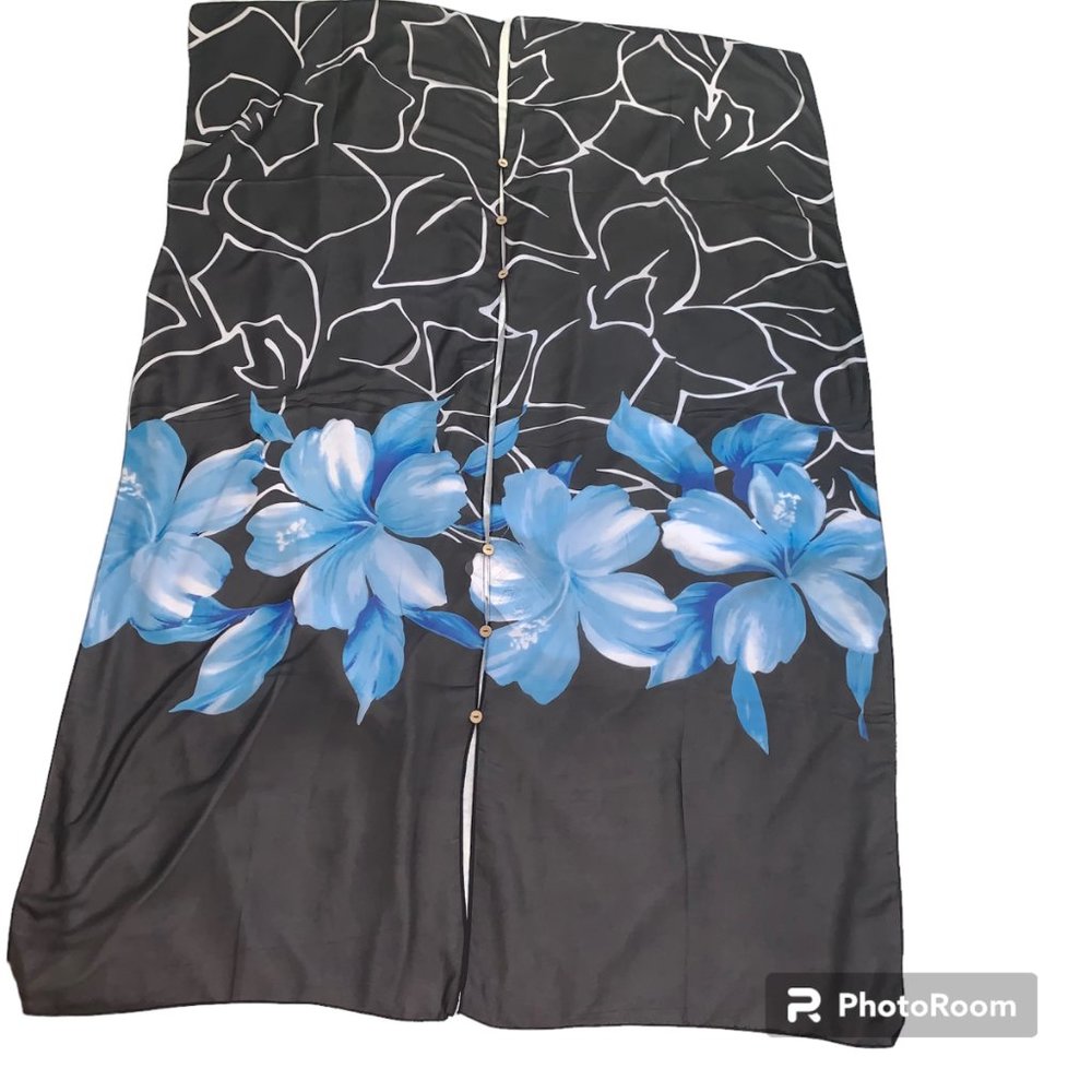 BABA HAWAII Women Blue Floral and Sheer Black Top Cover Up - Picture 9 of 9